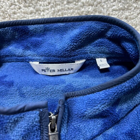 Peter Millar Mens Large Golf Vest Crown Micro Shearling Fleece Camo Print Blue - Picture 7 of 11